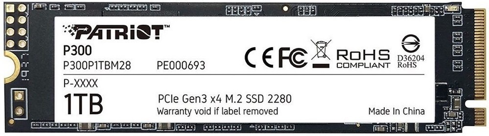 1Tb SSD Patriot P300 P300P1TBM28, (2100/1650), NVMe M.2
