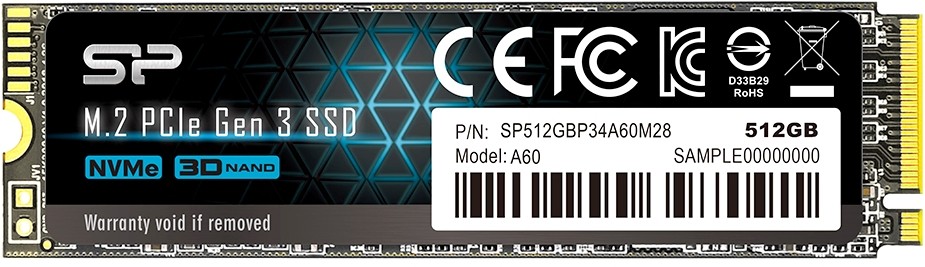 512Gb SSD Silicon Power P34A60 SP512GBP34A60M28, (2200/1600), NVMe M.2