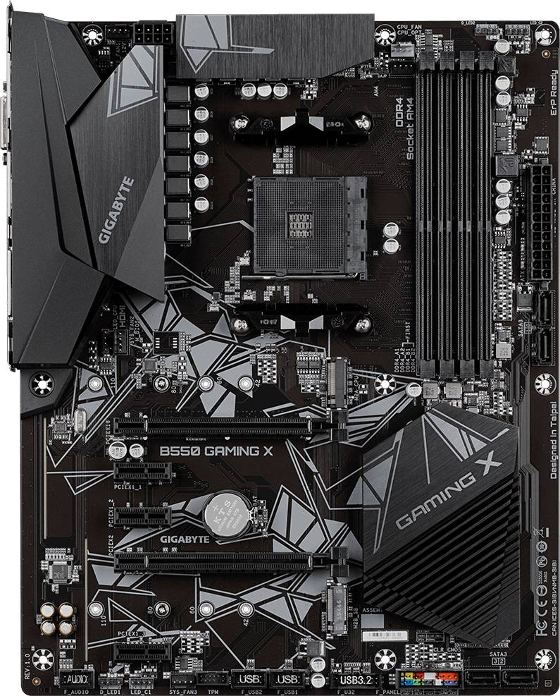 Материнская плата Gigabyte B550 GAMING X V2, AM4, (DVI, HDMI), 4xDDR IV, ATX