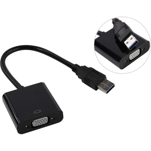 Кабель адаптер USB3.0 (M) - VGA (15F) Gembird/Cablexpert AB-U3M-VGAF-01, черный