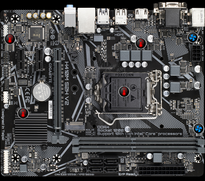 Материнская плата Gigabyte H410M S2H V2, LGA1200, (VGA, DVI, HDMI), 2xDDR IV, mATX