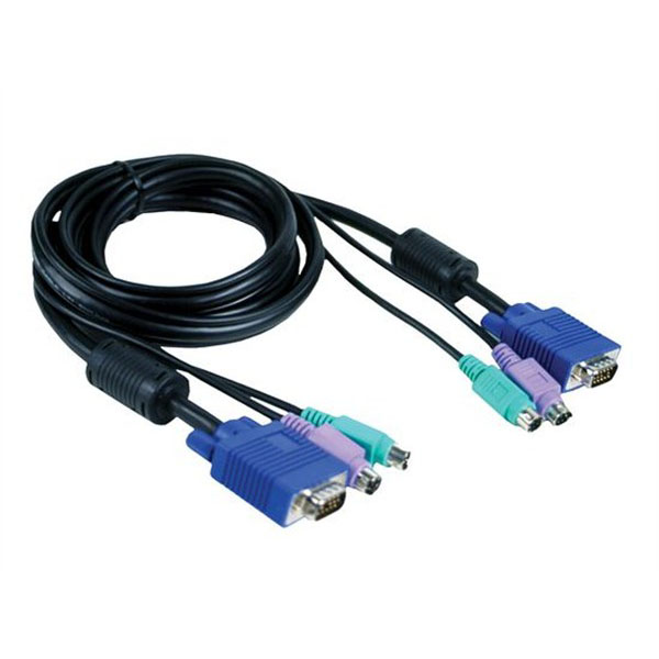 Кабель D-Link DKVM-CB3, PS/2+PS/2+VGA15M, 3.0м., для переключателей