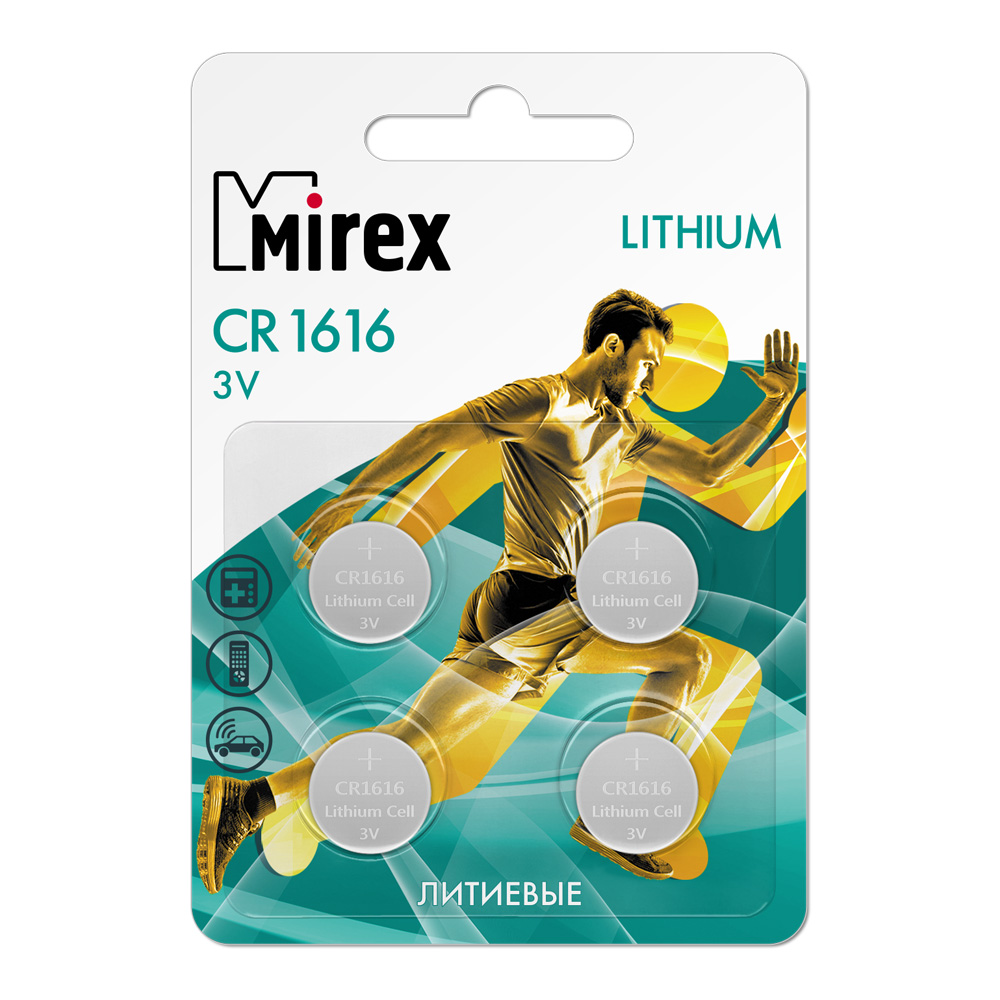 Батарейка CR1616, Mirex 23702-CR1616-E4 литиевая блистер 4шт