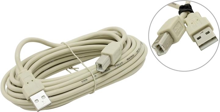 Кабель USB2.0 (AM) - USB2.0 (BM), 5м, 5bites UC5010-050C, серый