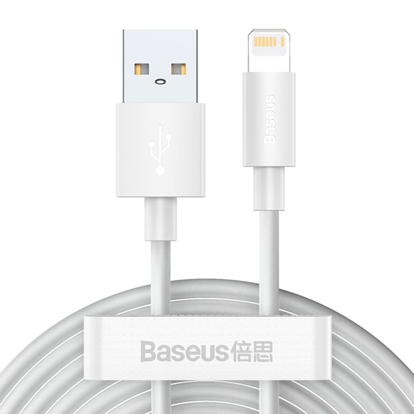 Кабель Lightning (M) - USB2.0 (M), 1.5м, Baseus TZCALZJ-02, White, 2шт