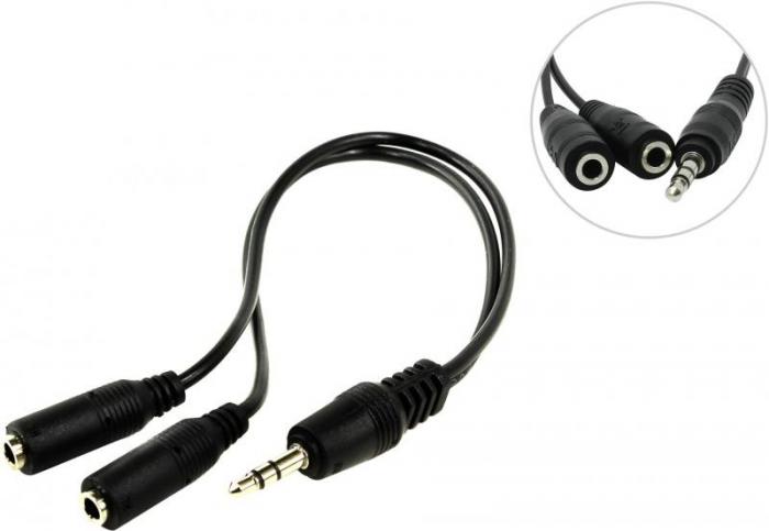 Кабель разветвитель Jack3.5 (M) - 2xJack3.5 (F), 5bites AA-3MF2-02BK