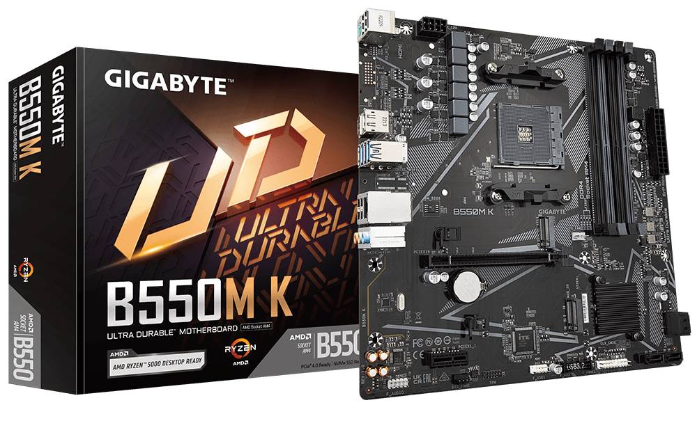 Материнская плата Gigabyte B550M K, AM4, (HDMI, DP), 4xDDR IV, mATX