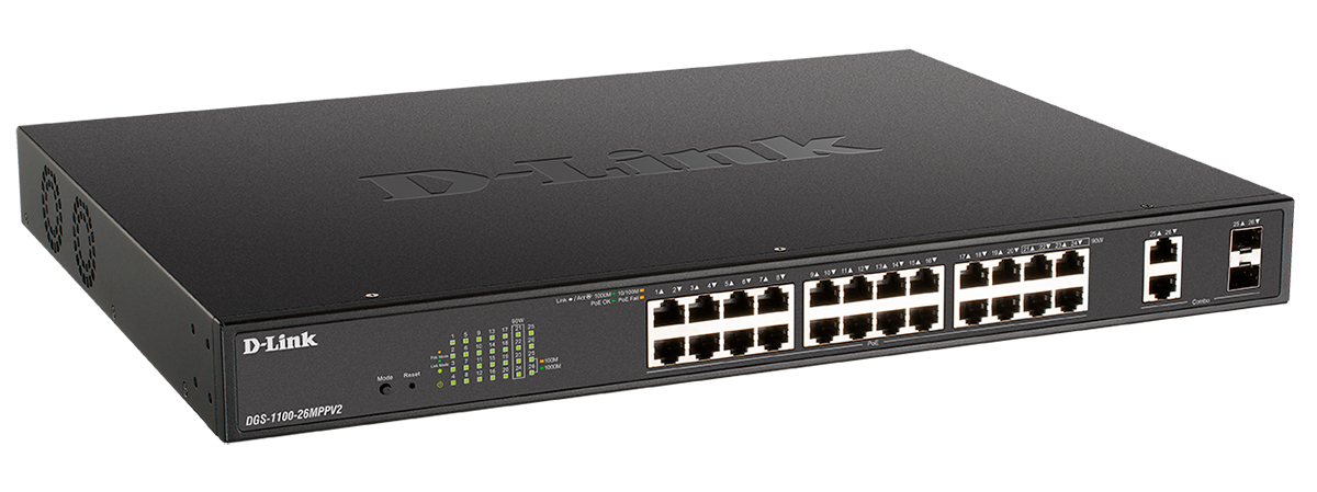 Коммутатор D-Link DGS-1100-26MPPV2/A3A, 24xLAN 1Gbps
