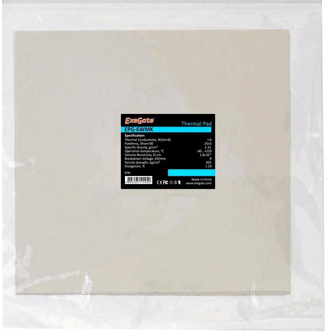 Термоплощадка ExeGate EPG-6WMK 50x50x1.5мм EX282355RUS 6Вт/м*К