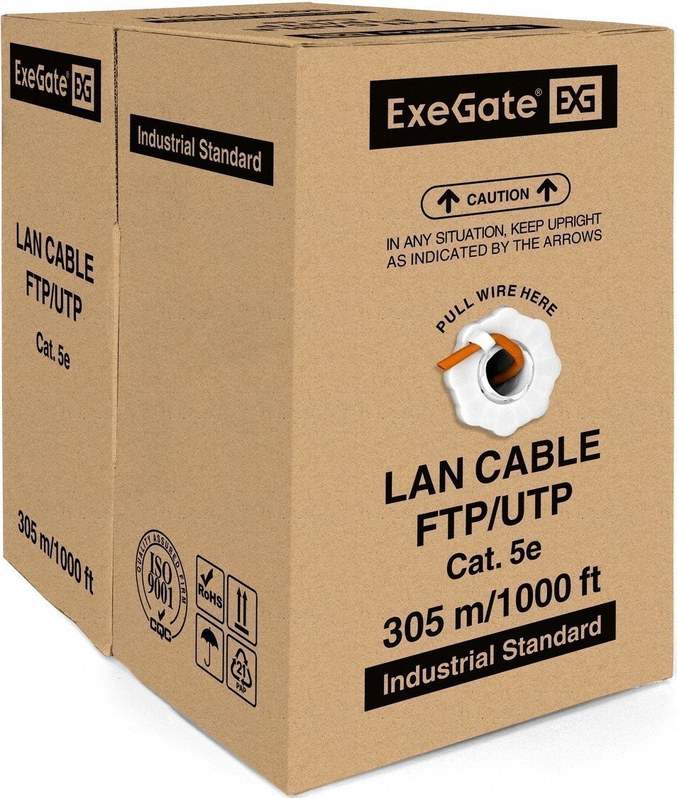 UTP кабель бухта 305м cat.5e ExeGate UTP4-C5e-CCA-S24-IN-LSZH-OR-305 EX256747RUS, оранжевый