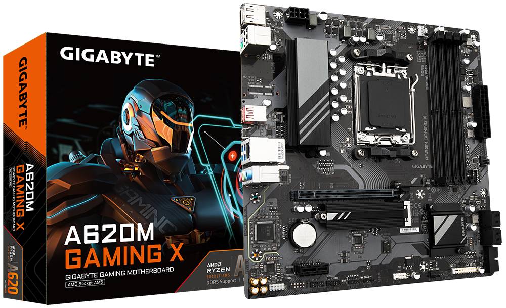 Материнская плата Gigabyte A620M GAMING X, AM5, (HDMI, DP), 4xDDR V, mATX