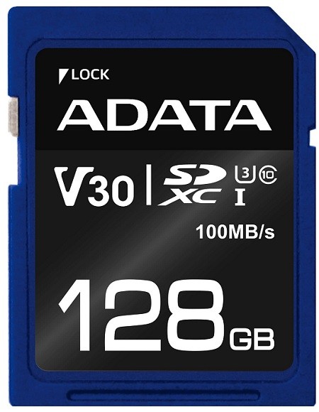 Карта памяти 128Gb AData Premier Pro ASDX128GUI3V30S-R, SD, SDXC Class 10, UHS-I U3