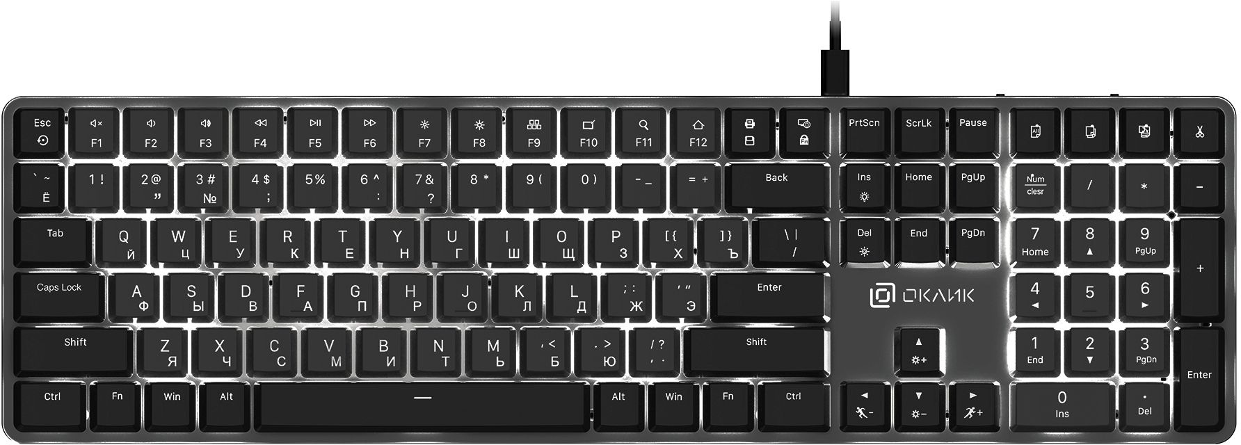 Клавиатура Oklick K953X (1901086) черный/серый