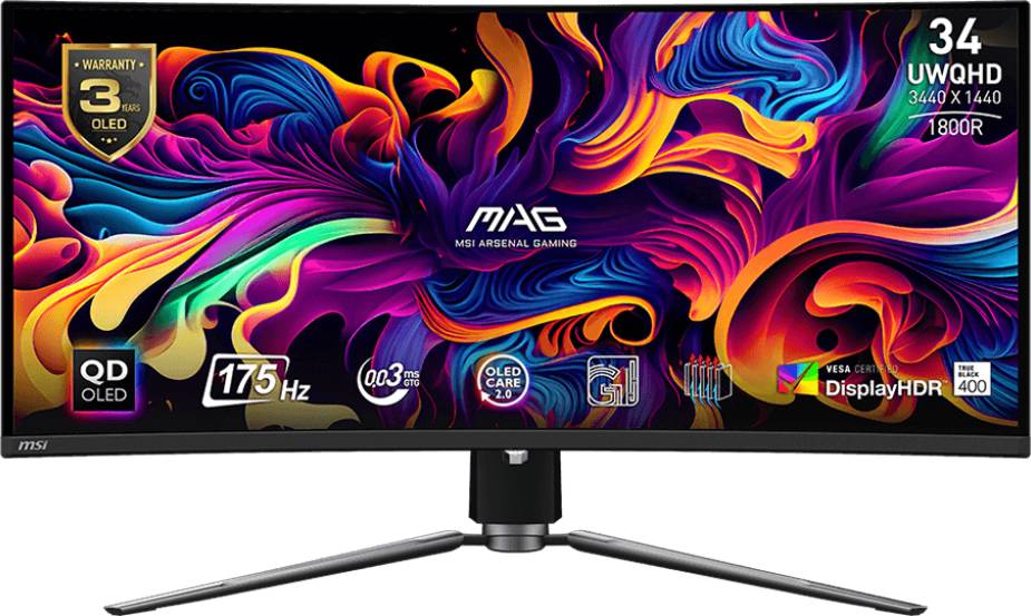Монитор 34" MSI MAG 341CQP QD-OLED, 3440x1440, QD-OLED, 175Hz (2xHDMI, DP, USB Type-C) (9S6-3DD04T-010)
