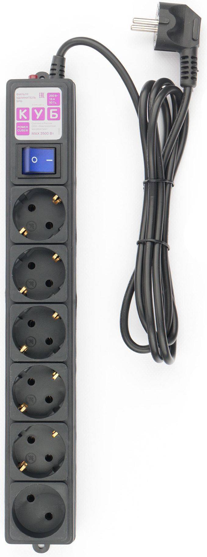 Сетевой фильтр 1.9м 6 розеток Power Cube SPG6-B-1,9M черный