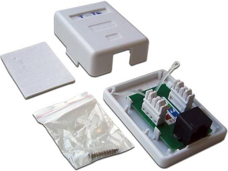 Розетка сетевая внешняя RJ-45, TWT TWT-SM1-45-WH, кат. 5e