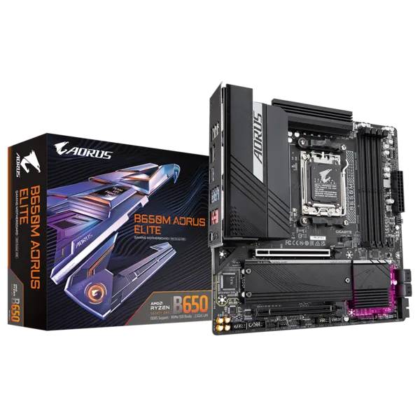 Материнская плата Gigabyte B650M AORUS ELITE, AM5, (HDMI, DP), 4xDDR V, mATX