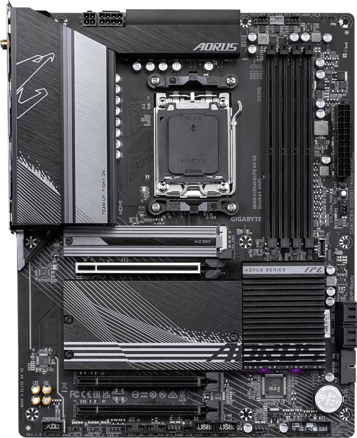 Материнская плата Gigabyte B650 AORUS ELITE AX V2, AM5, (HDMI, DP), 4xDDR V, ATX