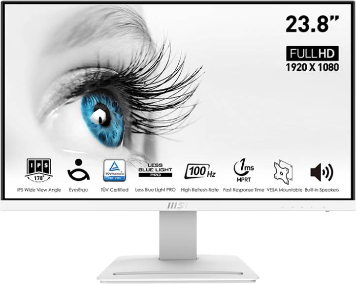 Монитор 23.8" MSI PRO MP243XW, 1920x1080, IPS, 100Hz, Speakers (HDMI, DP) (9S6-3PB5CH-075)