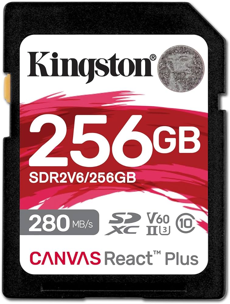 Карта памяти 256Gb Kingston Canvas React Plus SDR2V6/256GB, SD, SDXC Class 10, UHS-II U3