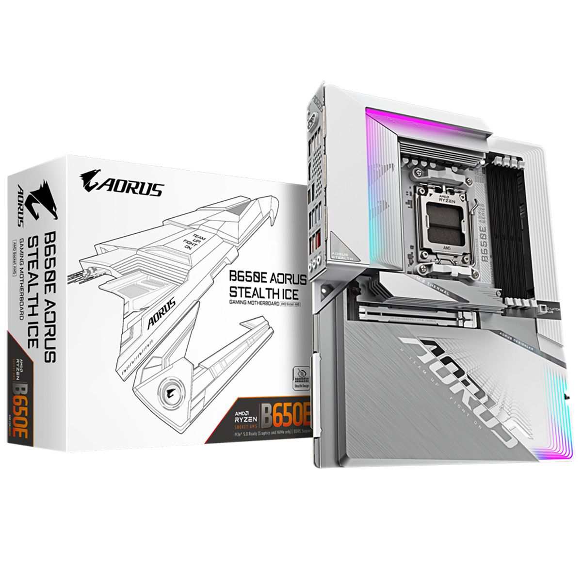 Материнская плата GigaByte B650E AORUS STEALTH ICE, AM5, (HDMI), 4xDDR V, ATX