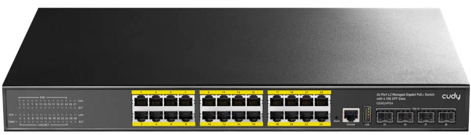 Коммутатор Cudy GS5024PS4-400W, 24xLAN 1Gbps, 4xSFP+, PoE+
