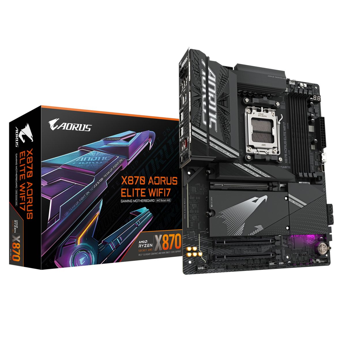 Материнская плата Gigabyte X870 AORUS ELITE WIFI7, AM5, (HDMI), 4xDDR V, ATX