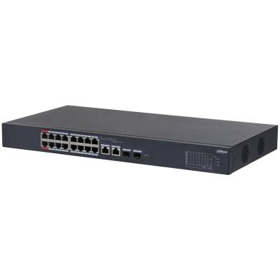 Коммутатор Dahua DH-CS4218-16ET-240, 16xLAN 100Mbps, 2xCombo (1Gbps/SFP) PoE