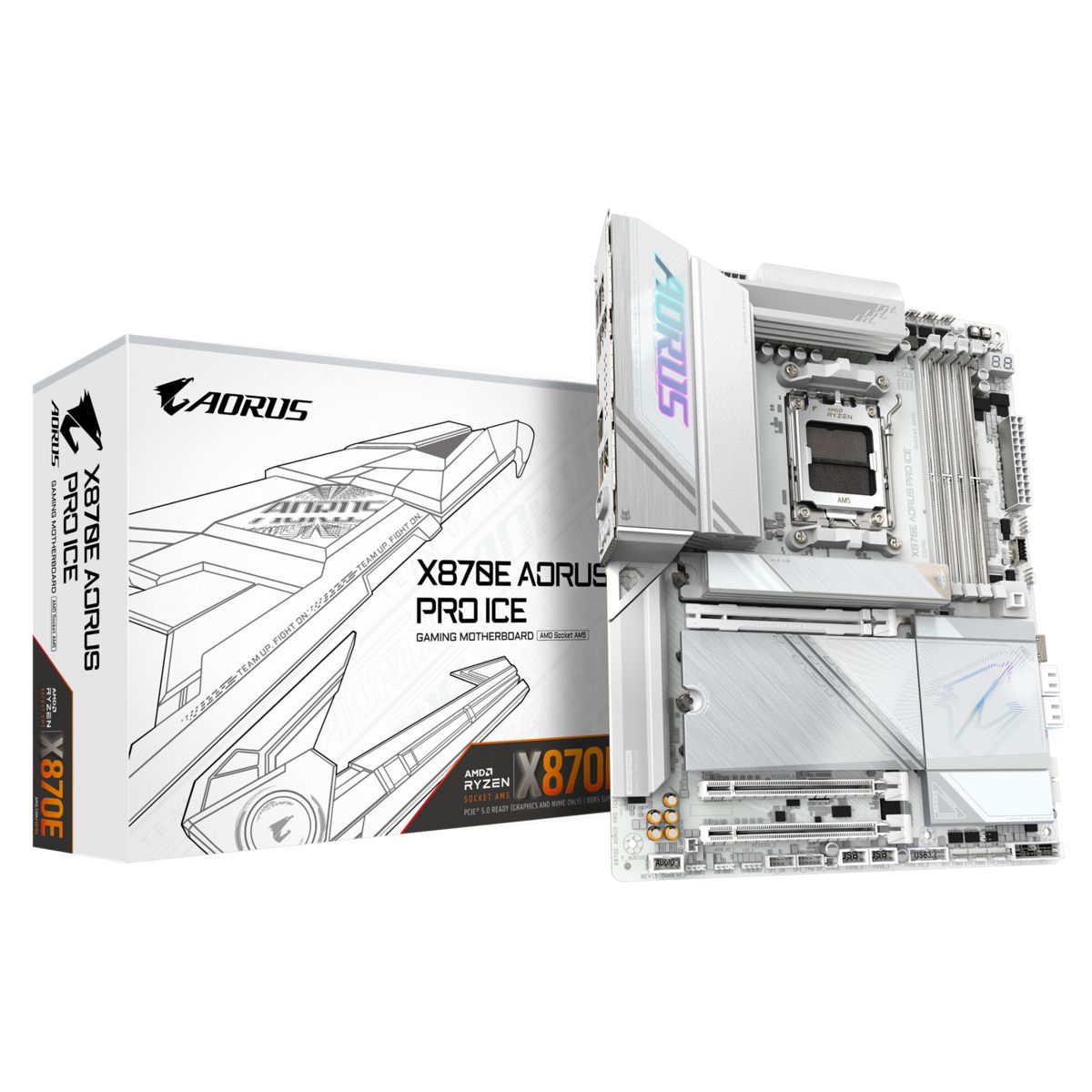Материнская плата Gigabyte X870E AORUS PRO ICE, AM5, (HDMI), 4xDDR V, ATX
