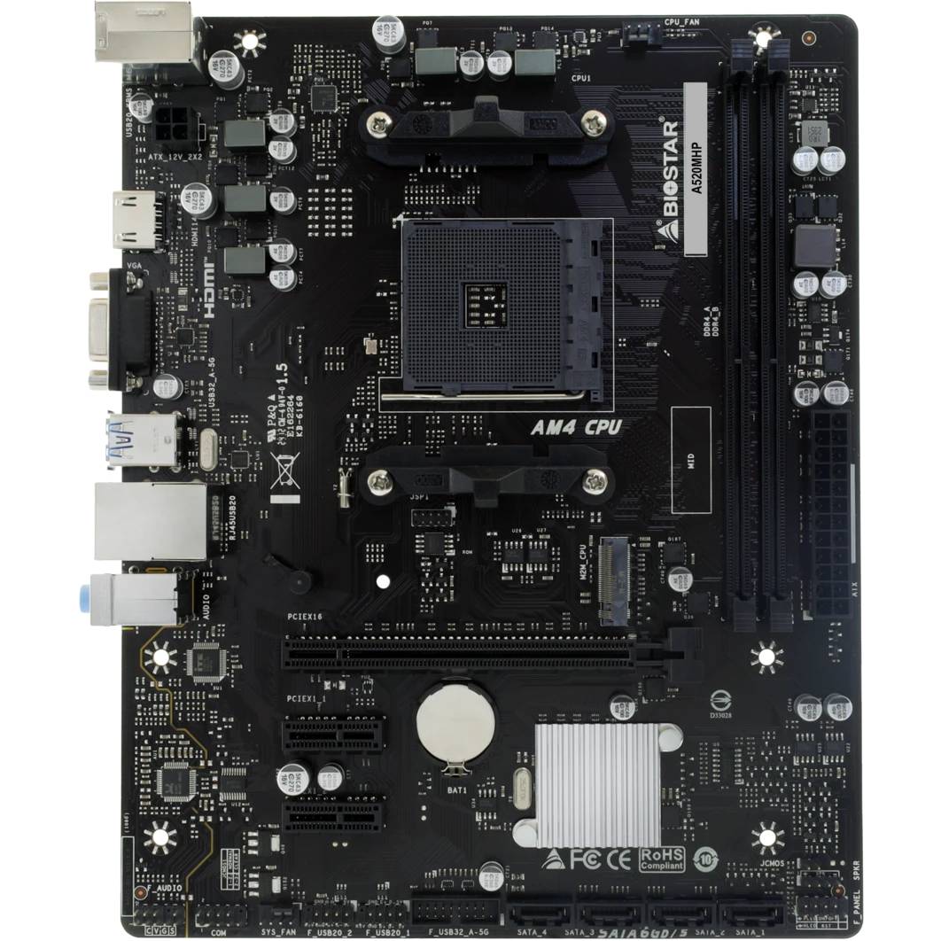Материнская плата Biostar A520MHP, AM4, (VGA, HDMI), 2xDDR IV, mATX