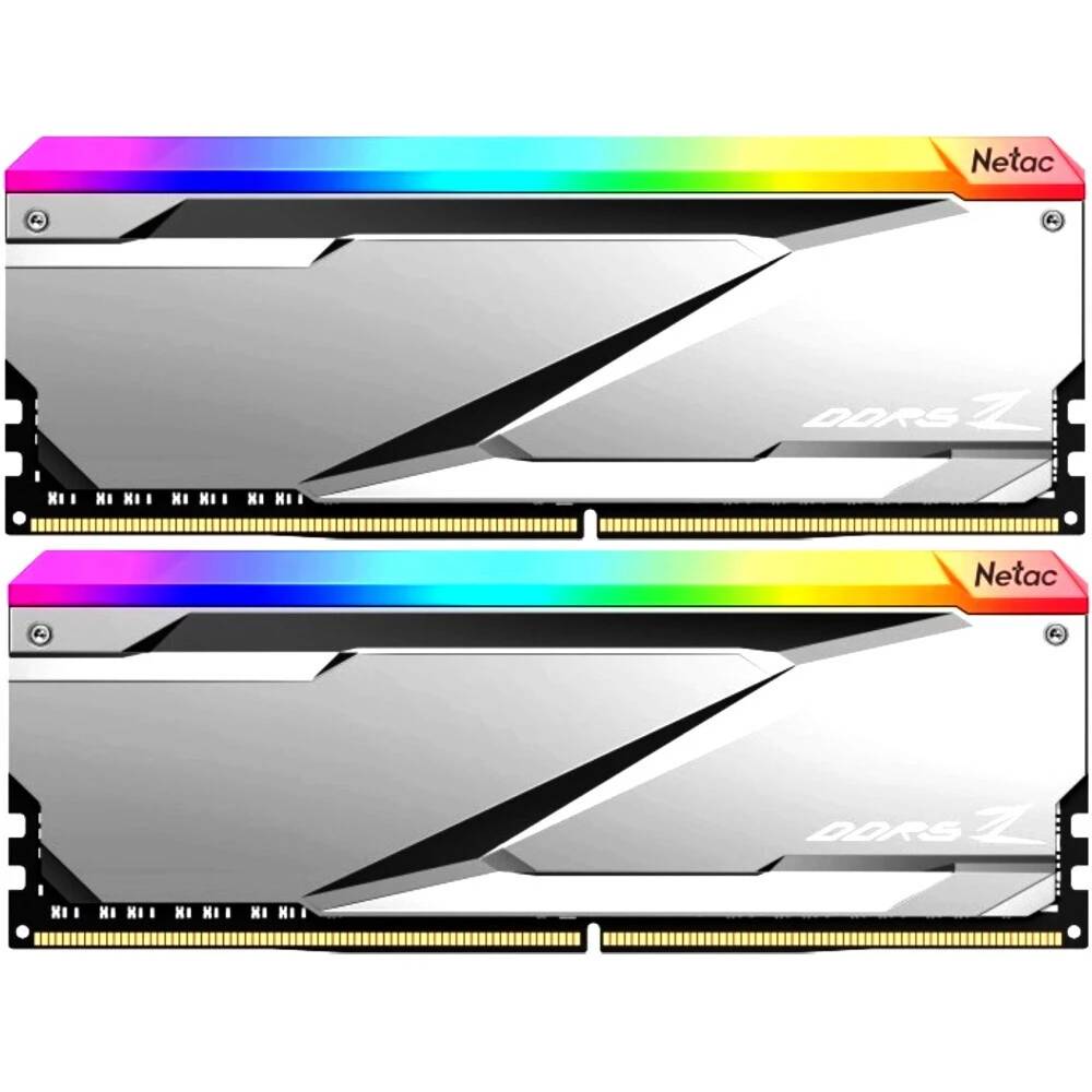 Оперативная память 32Gb Netac Z RGB Silver NTZED5P64DP-32S, DDR V, PC-51200, 6400MHz, kit 2x16Gb