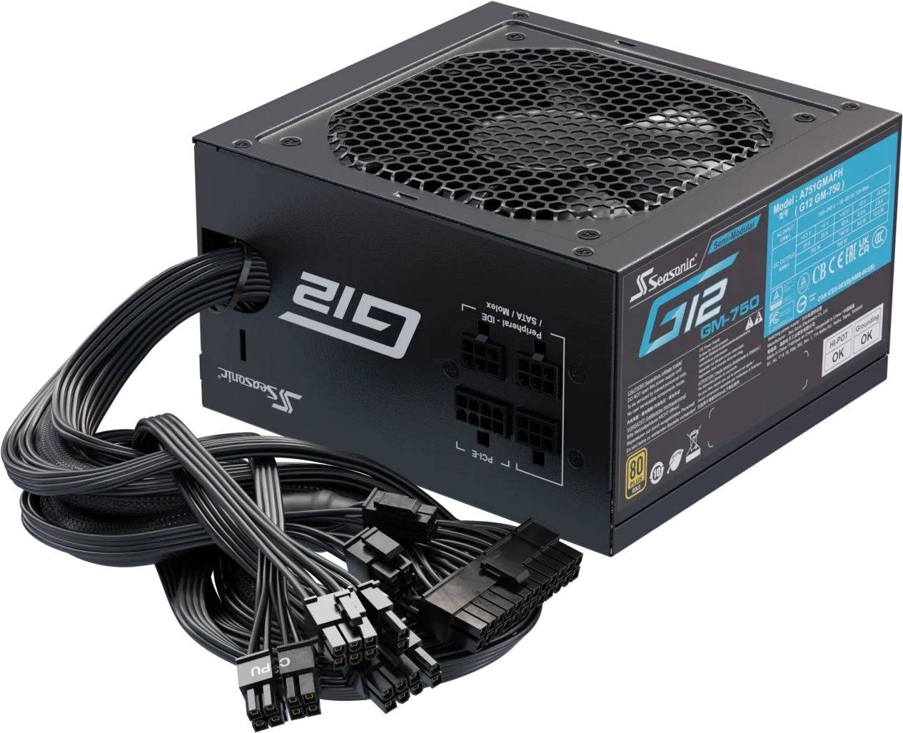 Блок питания 750Вт, SeaSonic G12 GM-750 SSR-750FM, 80 plus Gold, APFC, ATX