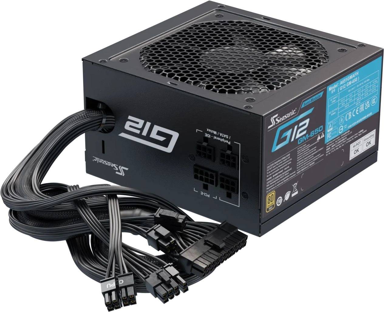 Блок питания 650Вт, SeaSonic G12 GM-650 SSR-650FM, 80 plus Gold, APFC, ATX