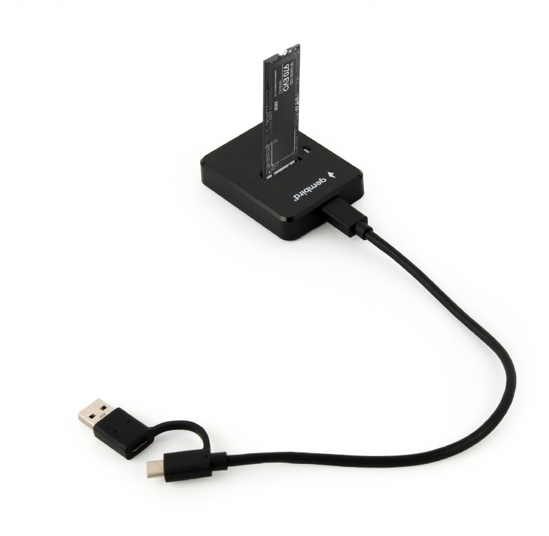Док-станция для жестких дисков Gembird DD-U3M2, SSD M.2 NVME/ SATA - USB Type-C, черный