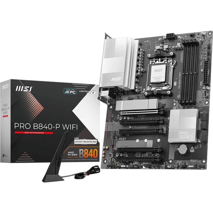 Материнская плата MSI PRO B840-P WIFI, AM5, (HDMI), 4xDDR V, ATX