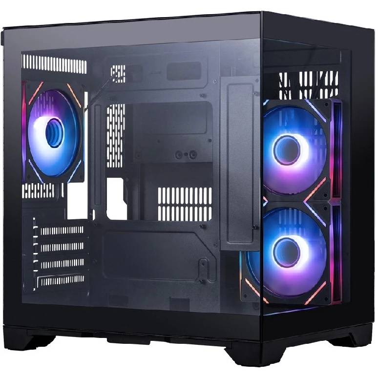 Корпус 1stPlayer MEGAVIEW MV5-TP ARGB Black MV5-TP-BK-2FC7R-1FC7, без БП, mATX
