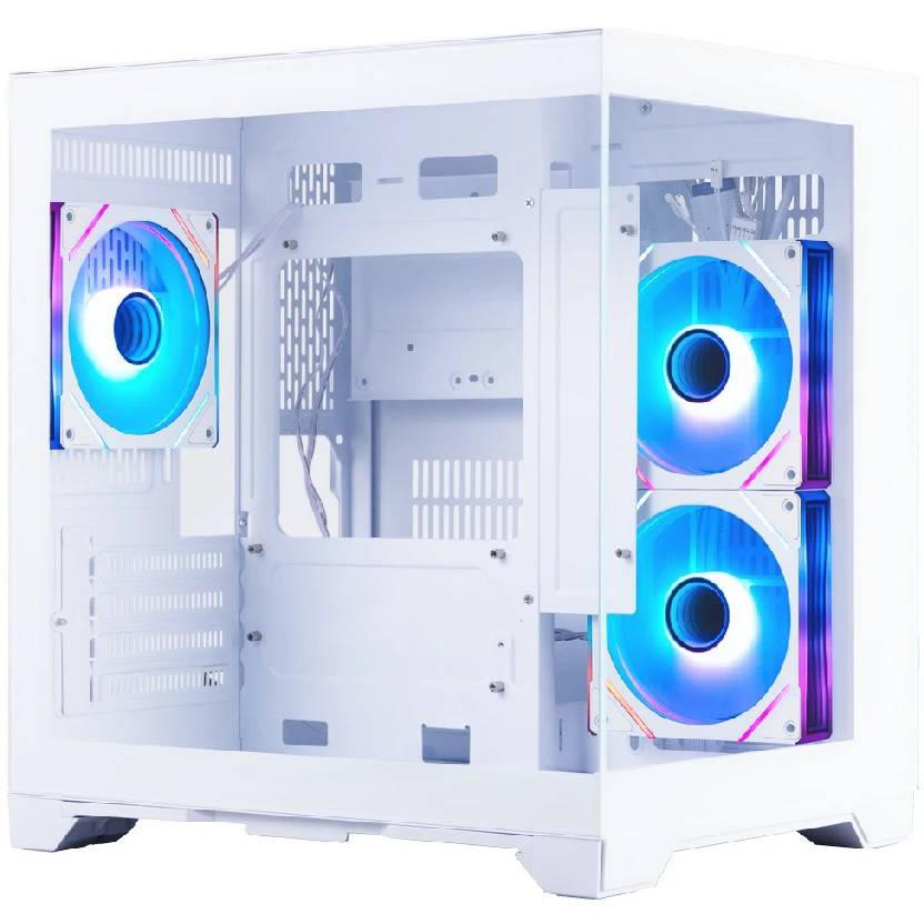 Корпус 1stPlayer MEGAVIEW MV5-TP ARGB White MV5-TP-WH-2FC7R-W-1FC7-W, без БП, mATX