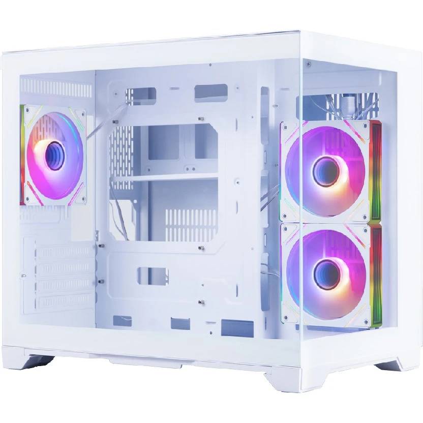 Корпус 1stPlayer MEGAVIEW MV6-TP ARGB White MV6-TP-WH-2FC7R-W-1FC7-W, без БП, mATX