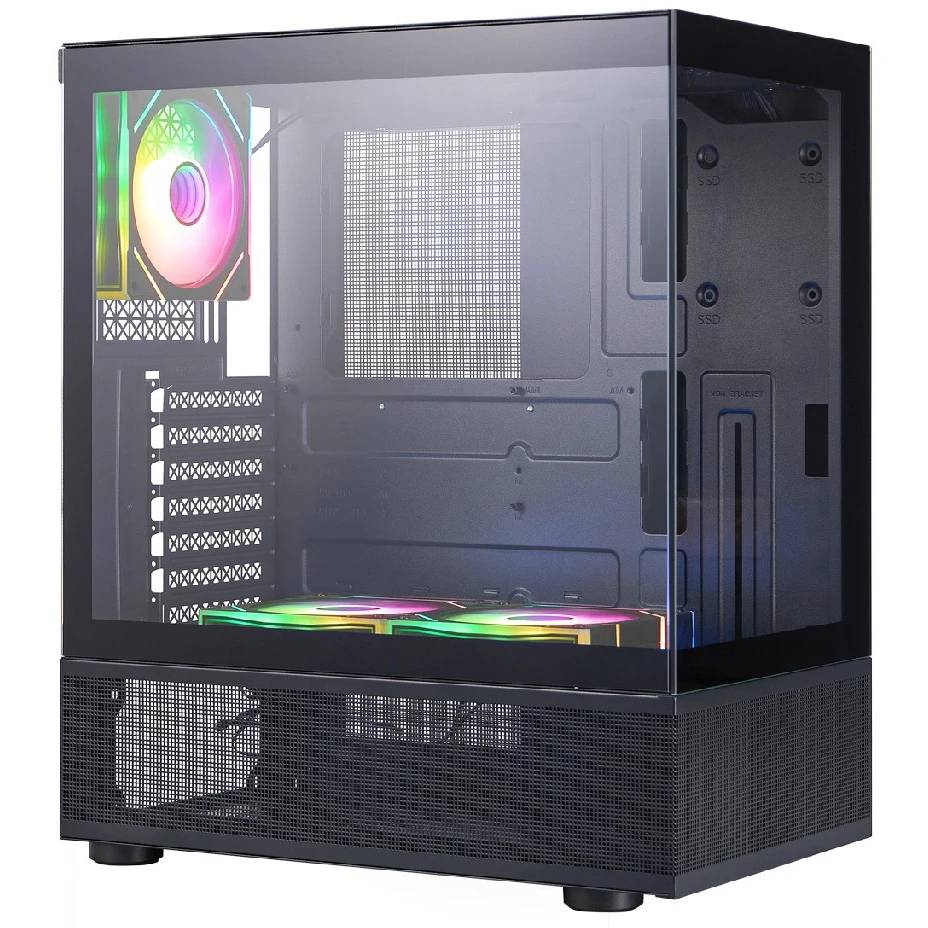 Корпус 1STPLAYER MIKU Mi7-A ARGB Black Mi7-A-BK-2FC7R-1FC7, без БП, ATX