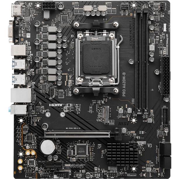 Материнская плата MSI PRO A620M-B, AM5, (VGA, HDMI), 2xDDR V, mATX