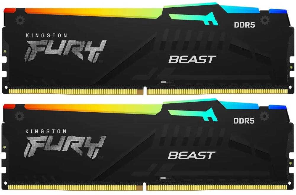 Оперативная память 16Gb Kingston FURY Beast Black RGB KF560C30BBEAK2-16, DDR V, PC-48000, 6000MHz, kit 2x8Gb