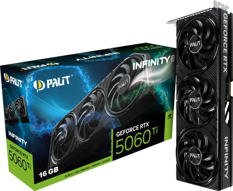 Видеокарта GeForce RTX 5060Ti, 16Gb GDDR7 128bit, Palit INFINITY 3 RTX 5060 Ti NE7506T019T1-GB2061S, RTL