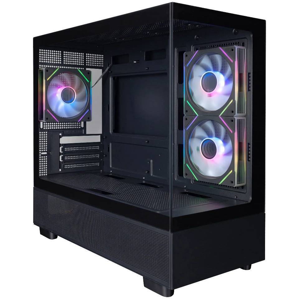Корпус 1stPlayer MIKU Mi5 ARGB Black Mi5-BK-2FC7R-1FC7, без БП, mATX