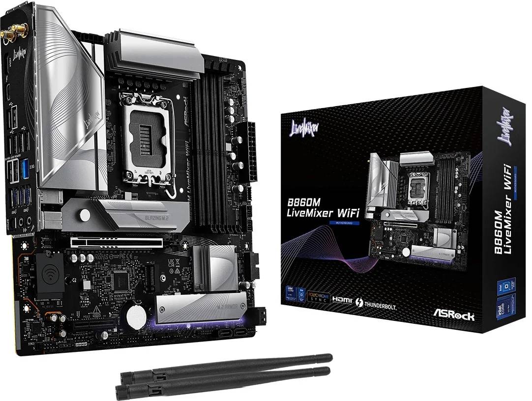 Материнская плата ASRock B860M LIVEMIXER WIFI, LGA1851, (HDMI, Thunderbolt 4), 4xDDR V, mATX