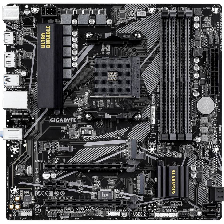 Материнская плата Gigabyte B550M DS3H R2, AM4, (DP, HDMI), 4xDDR IV, mATX