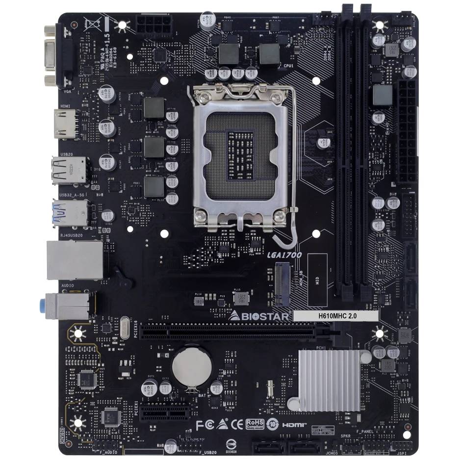 Материнская плата Biostar H610MHC 2.0, LGA1700, (VGA, HDMI), 2xDDR IV, mATX