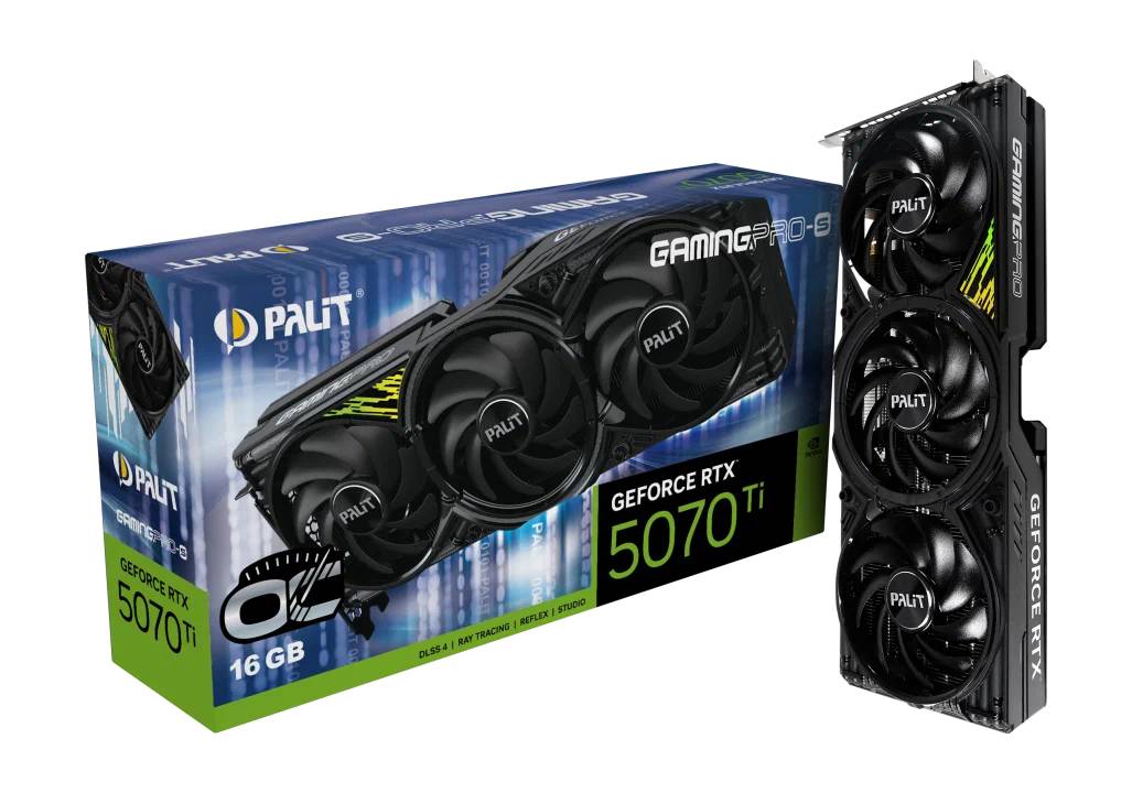 Видеокарта GeForce RTX 5070TI, 16Gb GDDR7 256bit, Palit RTX 5070TI GamingPro-S OC NE7507TS19T2-GB2031U, RTL