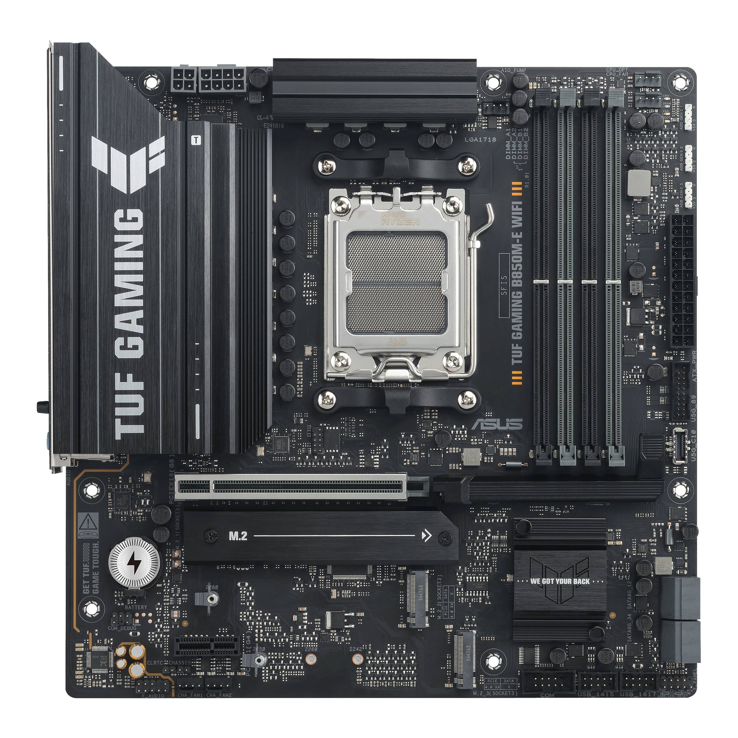 Материнская плата Asus TUF GAMING B850M-E WIFI, AM5, (HDMI, 2xDP), 4xDDR V, mATX