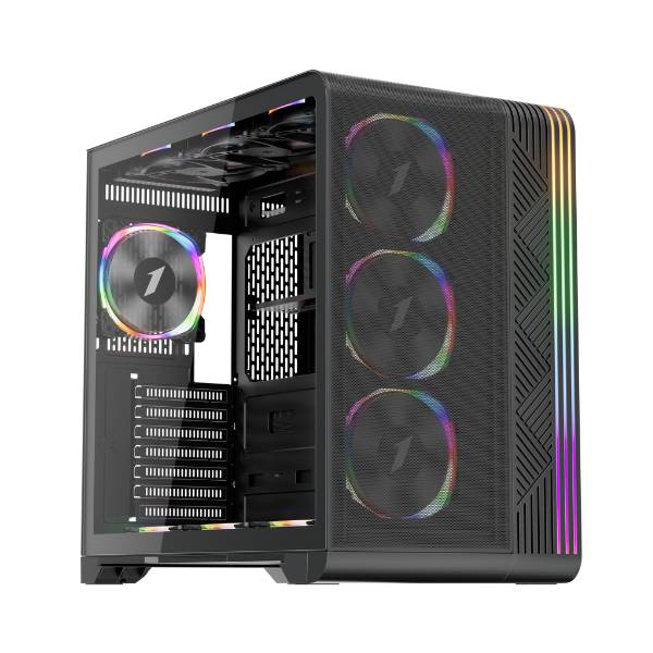 Корпус 1STPLAYER VT7 ARGB Black (VT7-BK-4FS7), без БП, ATX
