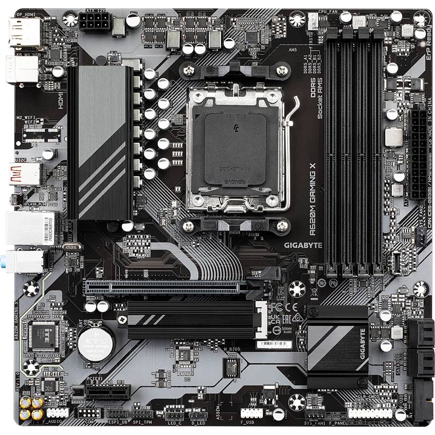 Материнская плата Gigabyte A620M GAMING X rev. 1.1, AM5, (HDMI, DP), 4xDDR V, mATX